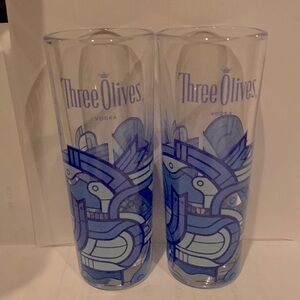 Three Olives Vodka Tall Shot Glasses - Set of Two Collectable